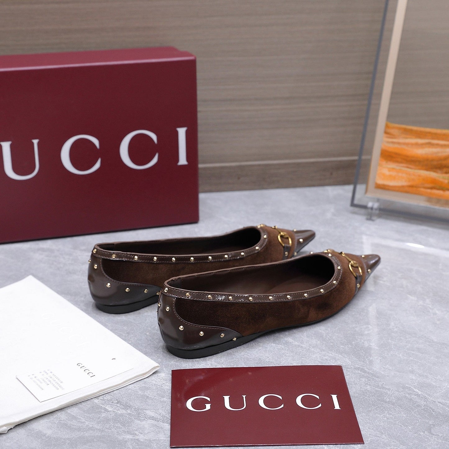 GG Savoy Ballerina Brown Velvet Leather 864284