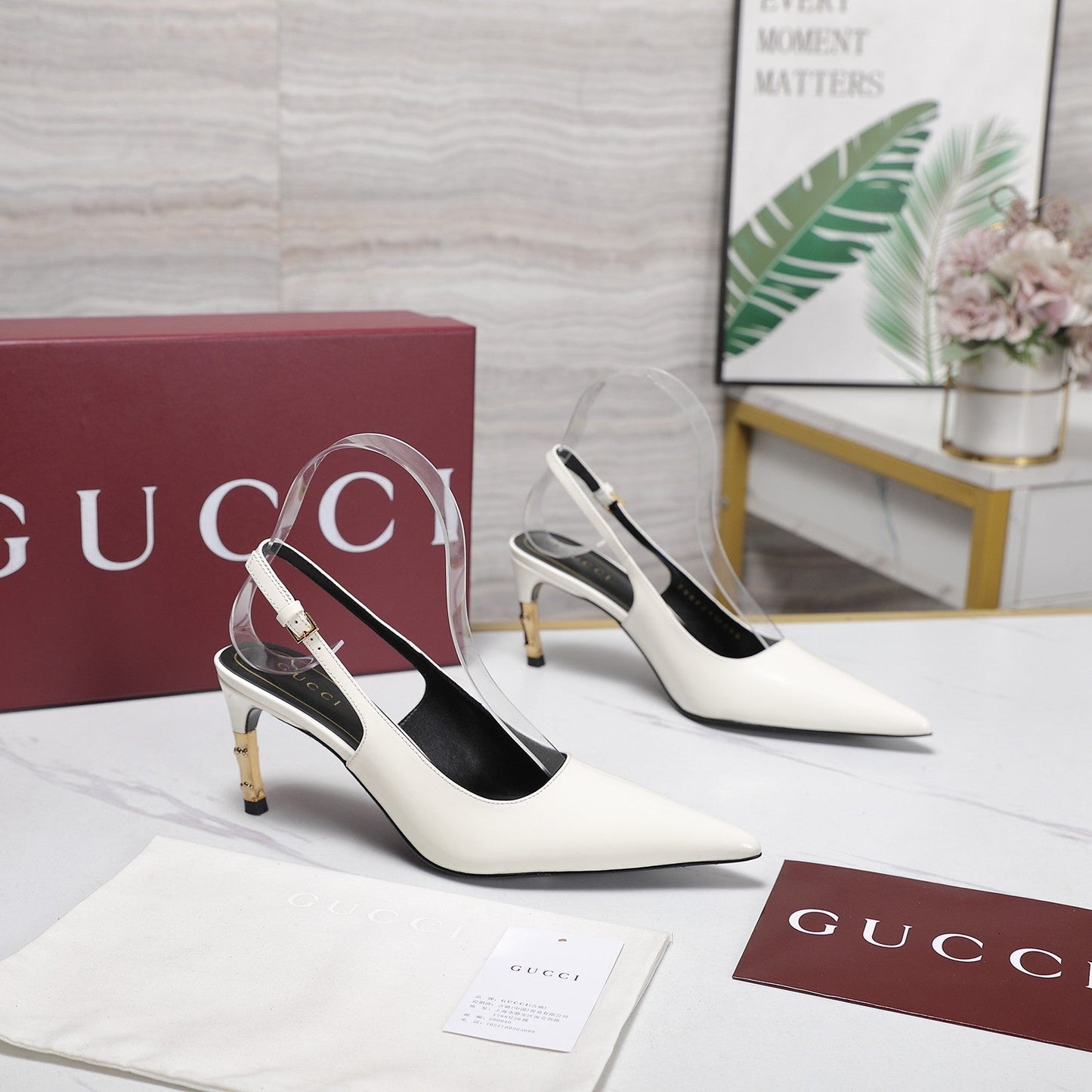 GG Castello Slingback 7.5cm White Sheepskin 864300