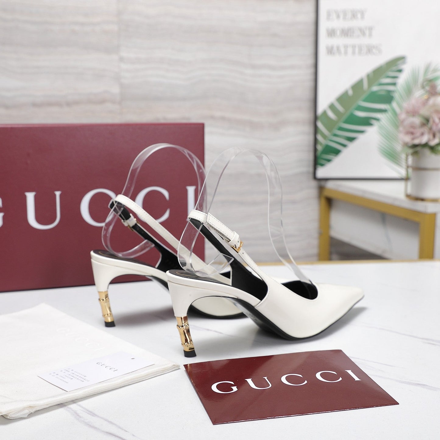 GG Castello Slingback 7.5cm White Sheepskin 864300