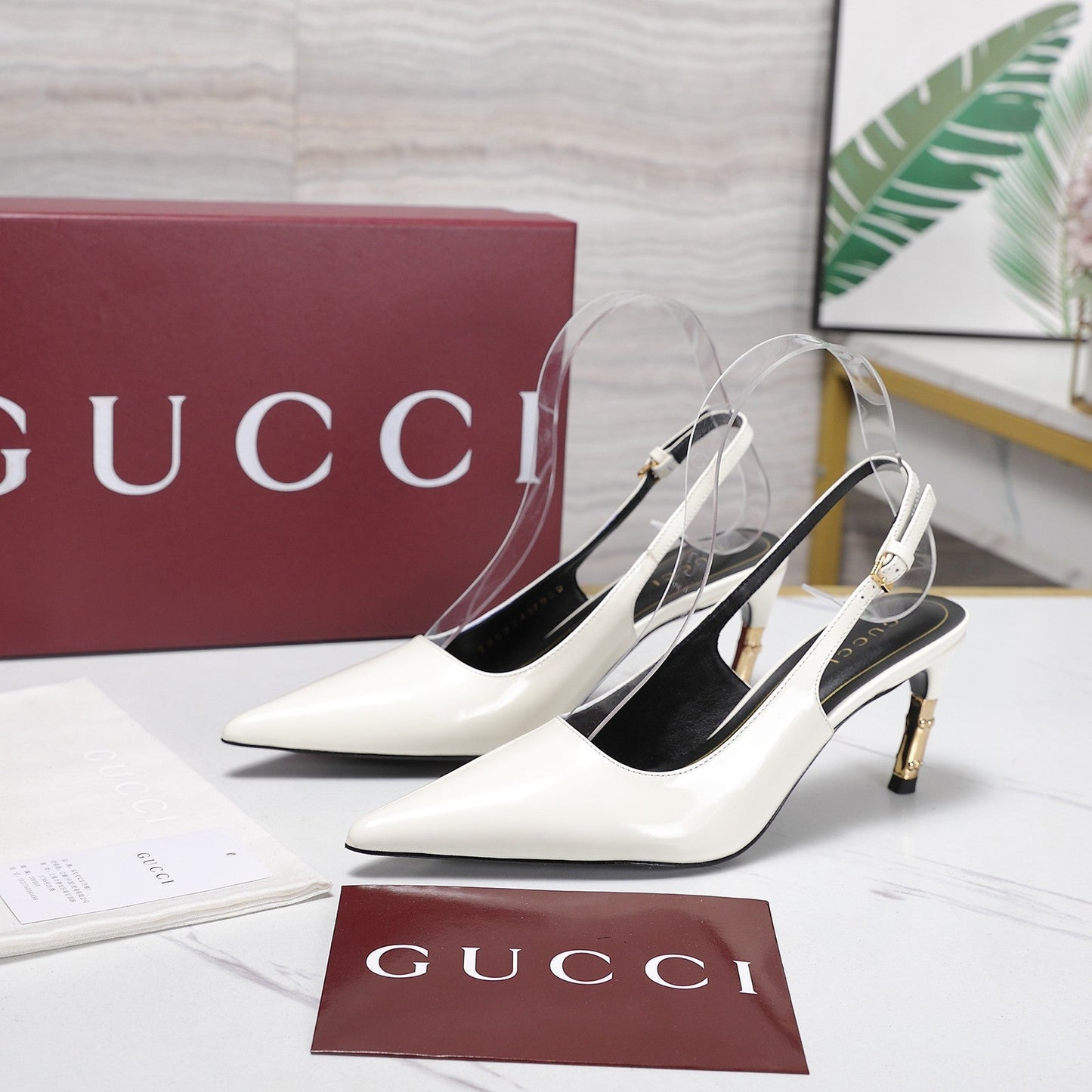 GG Castello Slingback 7.5cm White Sheepskin 864300