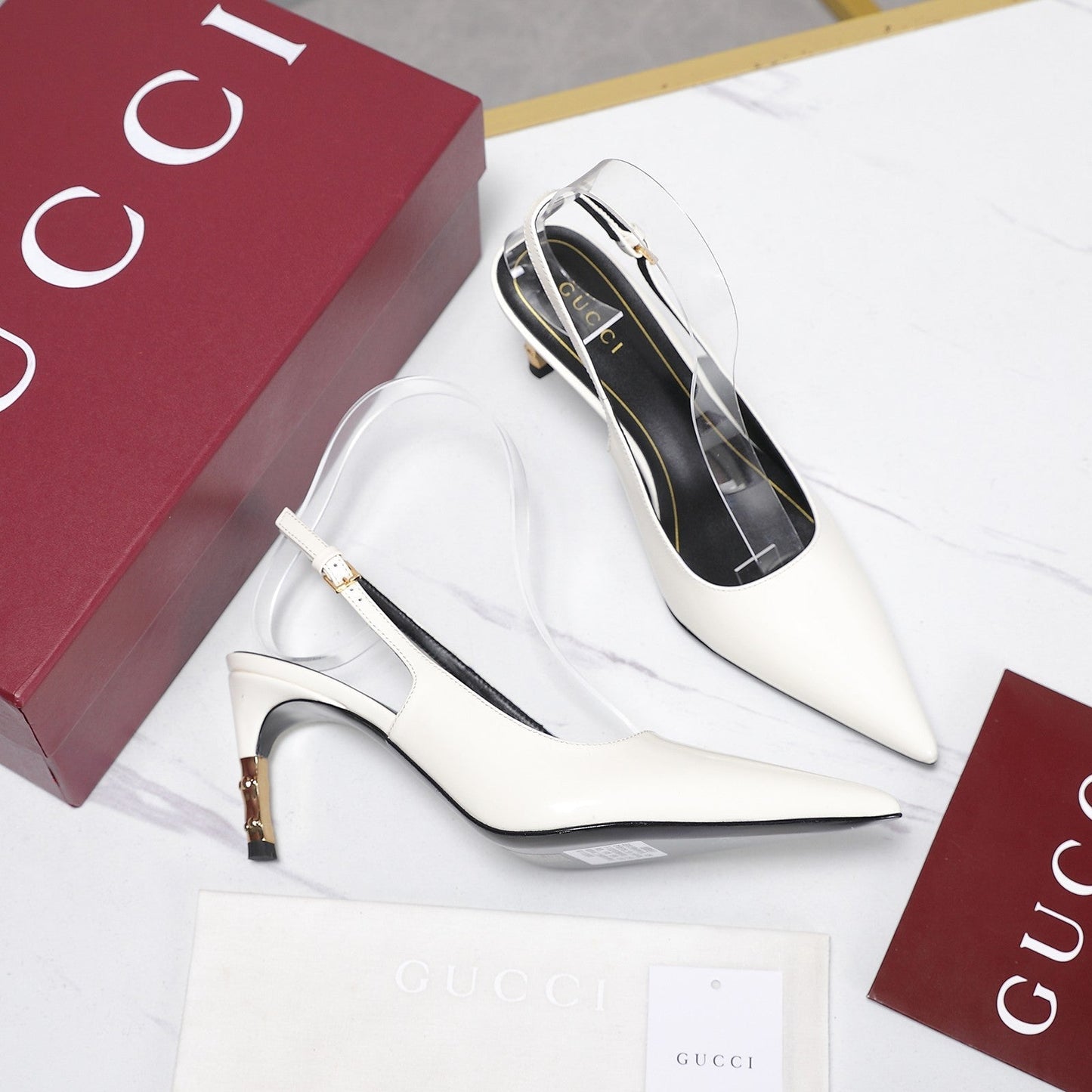 GG Castello Slingback 7.5cm White Sheepskin 864300