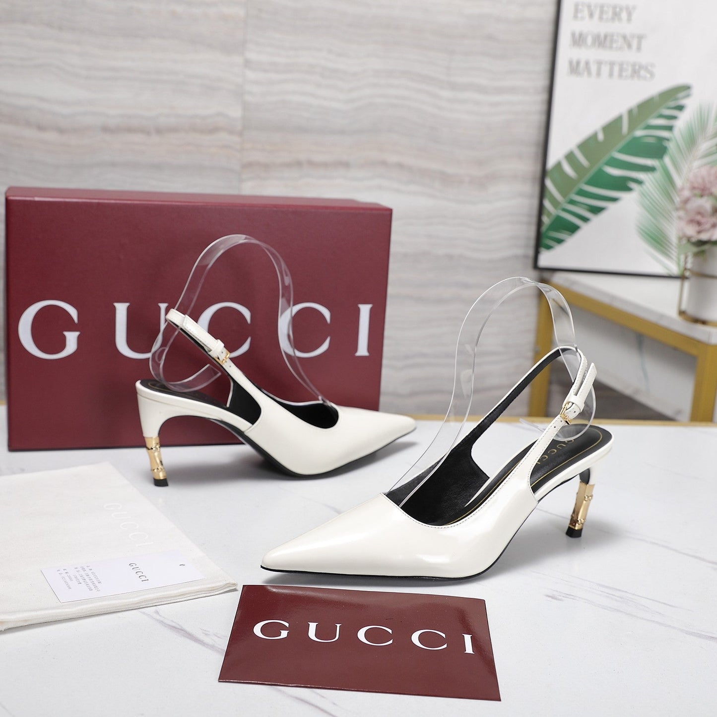 GG Castello Slingback 7.5cm White Sheepskin 864300
