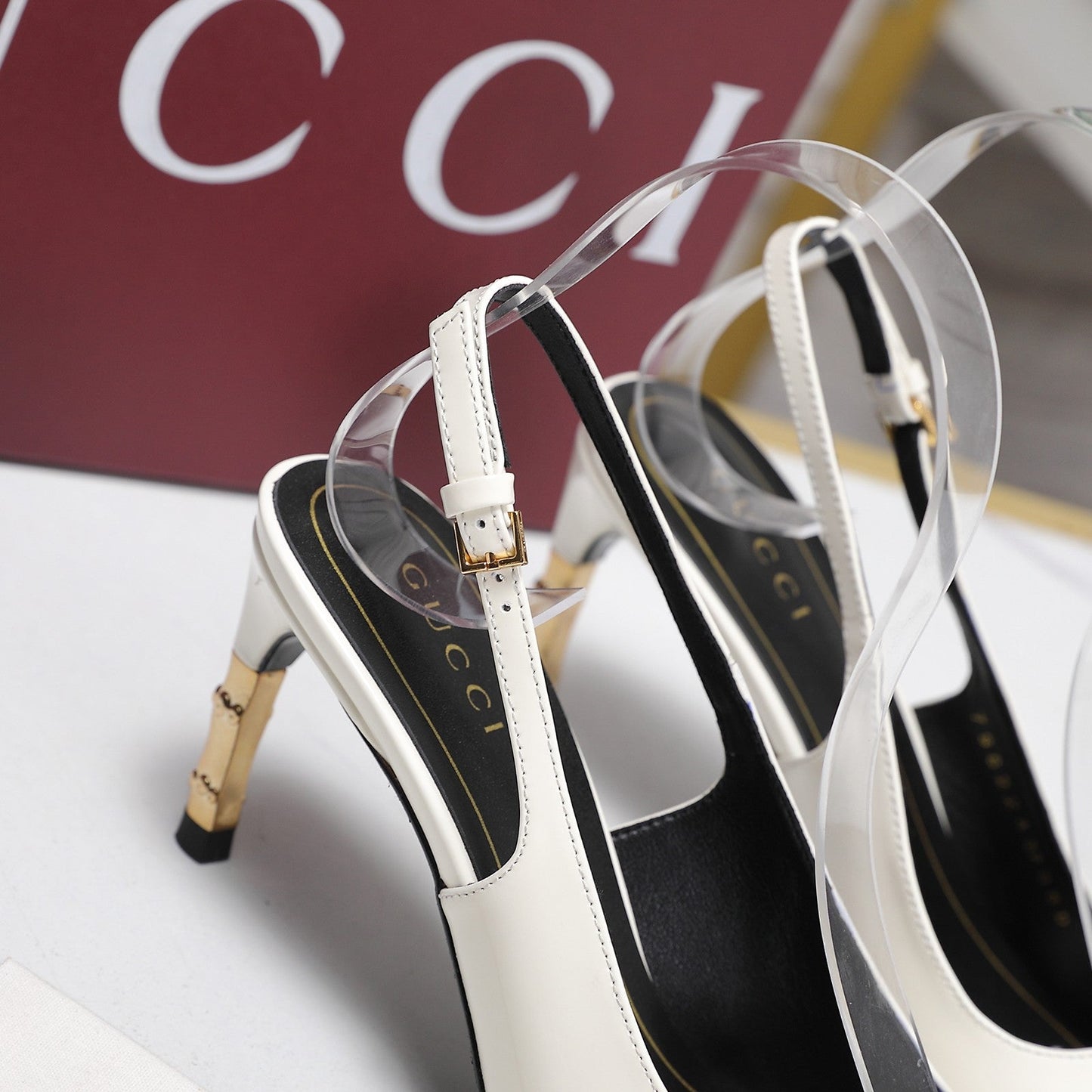 GG Castello Slingback 7.5cm White Sheepskin 864300