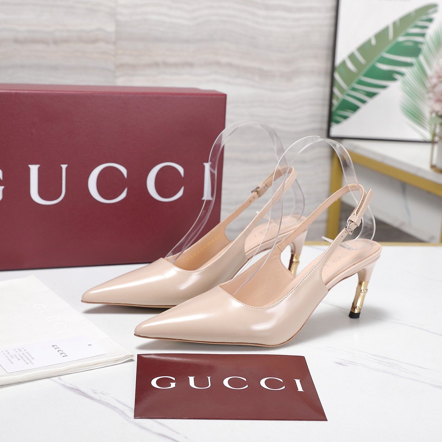 GG Castello Slingback 7.5cm Light Pink Sheepskin 864301
