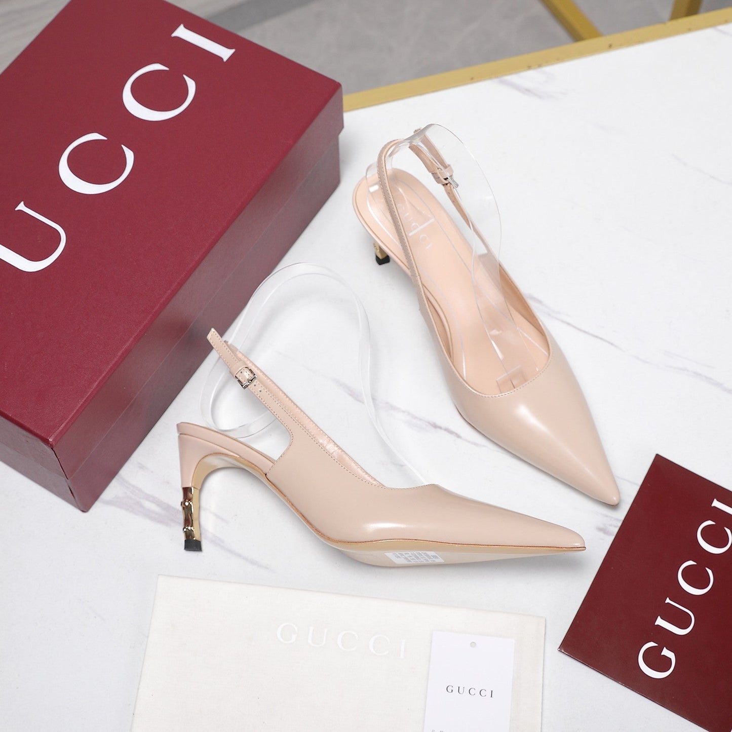 GG Castello Slingback 7.5cm Light Pink Sheepskin 864301