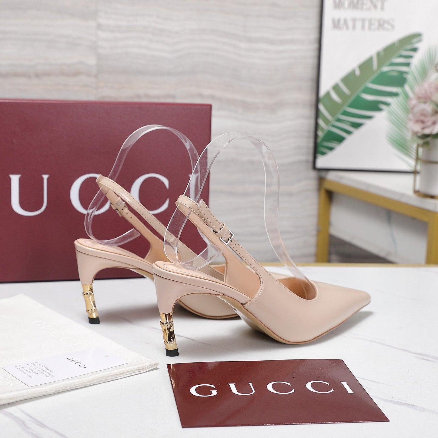 GG Castello Slingback 7.5cm Light Pink Sheepskin 864301