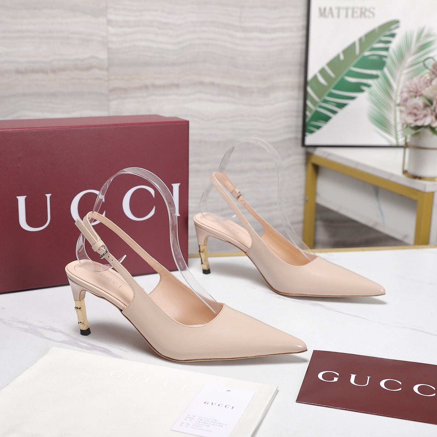 GG Castello Slingback 7.5cm Light Pink Sheepskin 864301