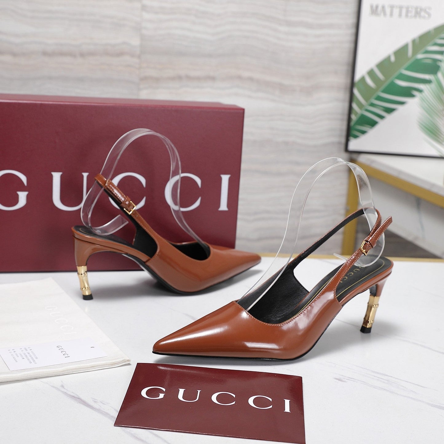 GG Castello Slingback 7.5cm Brown Sheepskin 864302