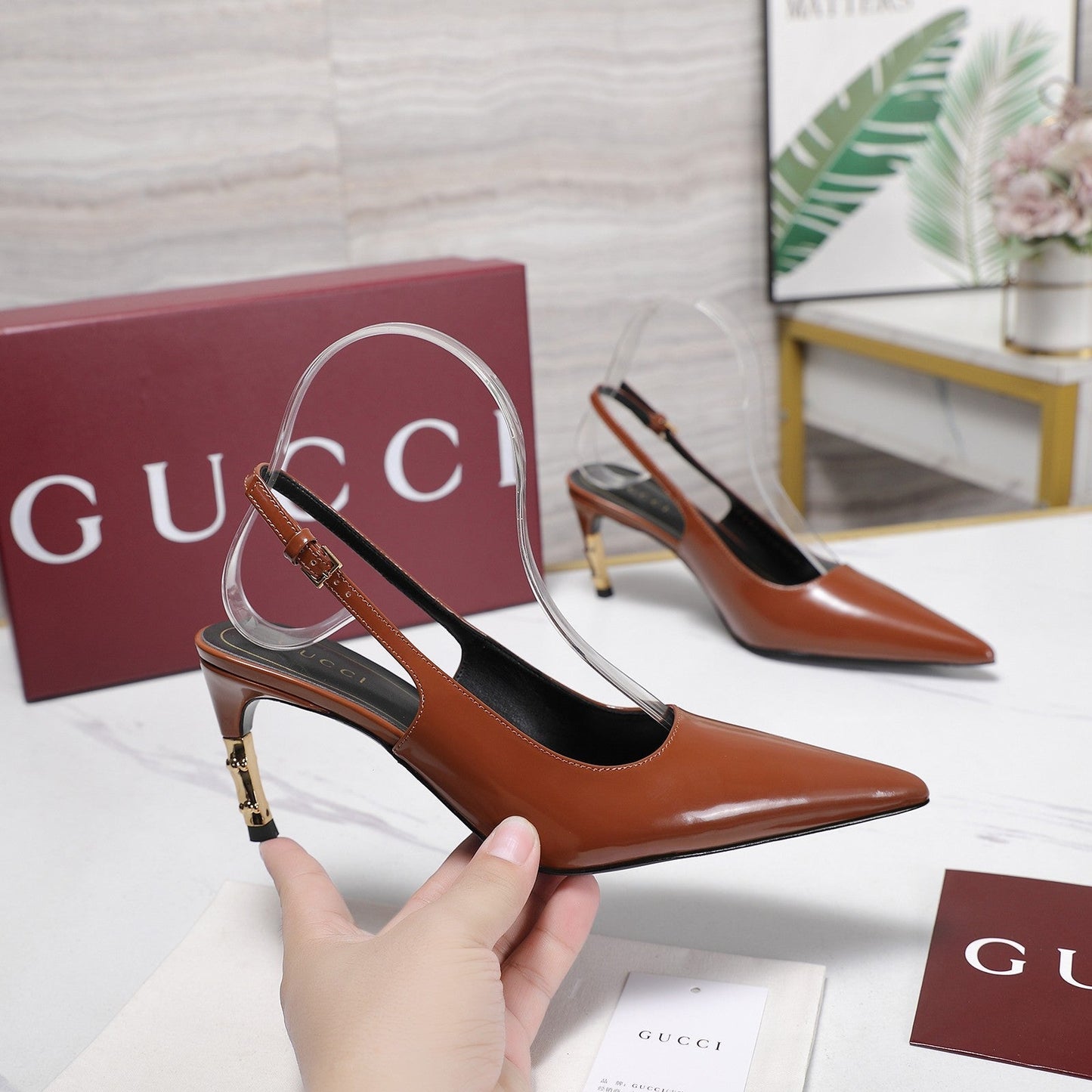 GG Castello Slingback 7.5cm Brown Sheepskin 864302