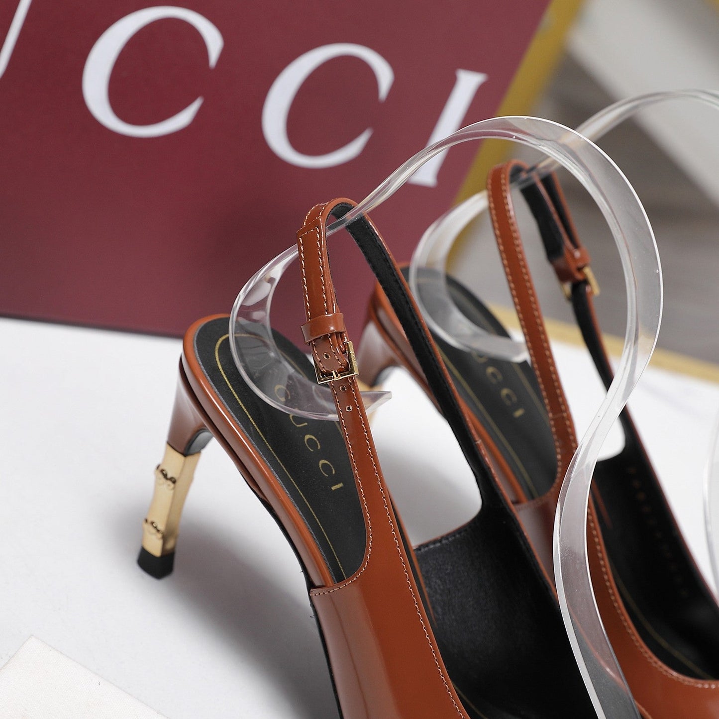 GG Castello Slingback 7.5cm Brown Sheepskin 864302