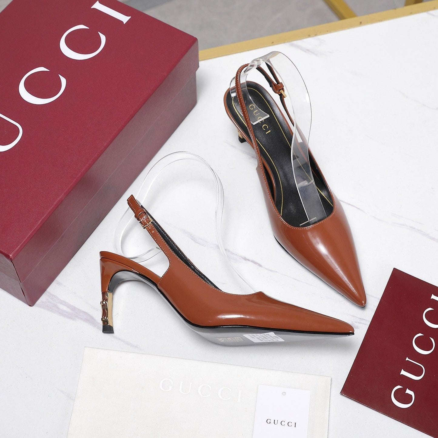 GG Castello Slingback 7.5cm Brown Sheepskin 864302