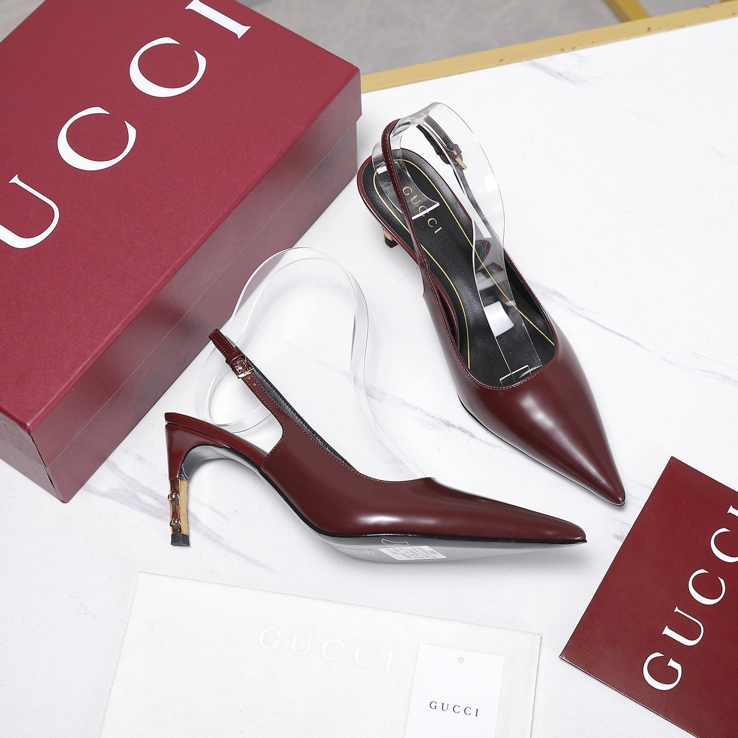 GG Castello Slingback 7.5cm Burgundy Sheepskin 864303