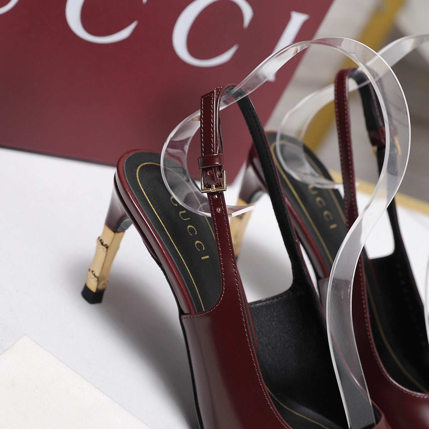 GG Castello Slingback 7.5cm Burgundy Sheepskin 864303