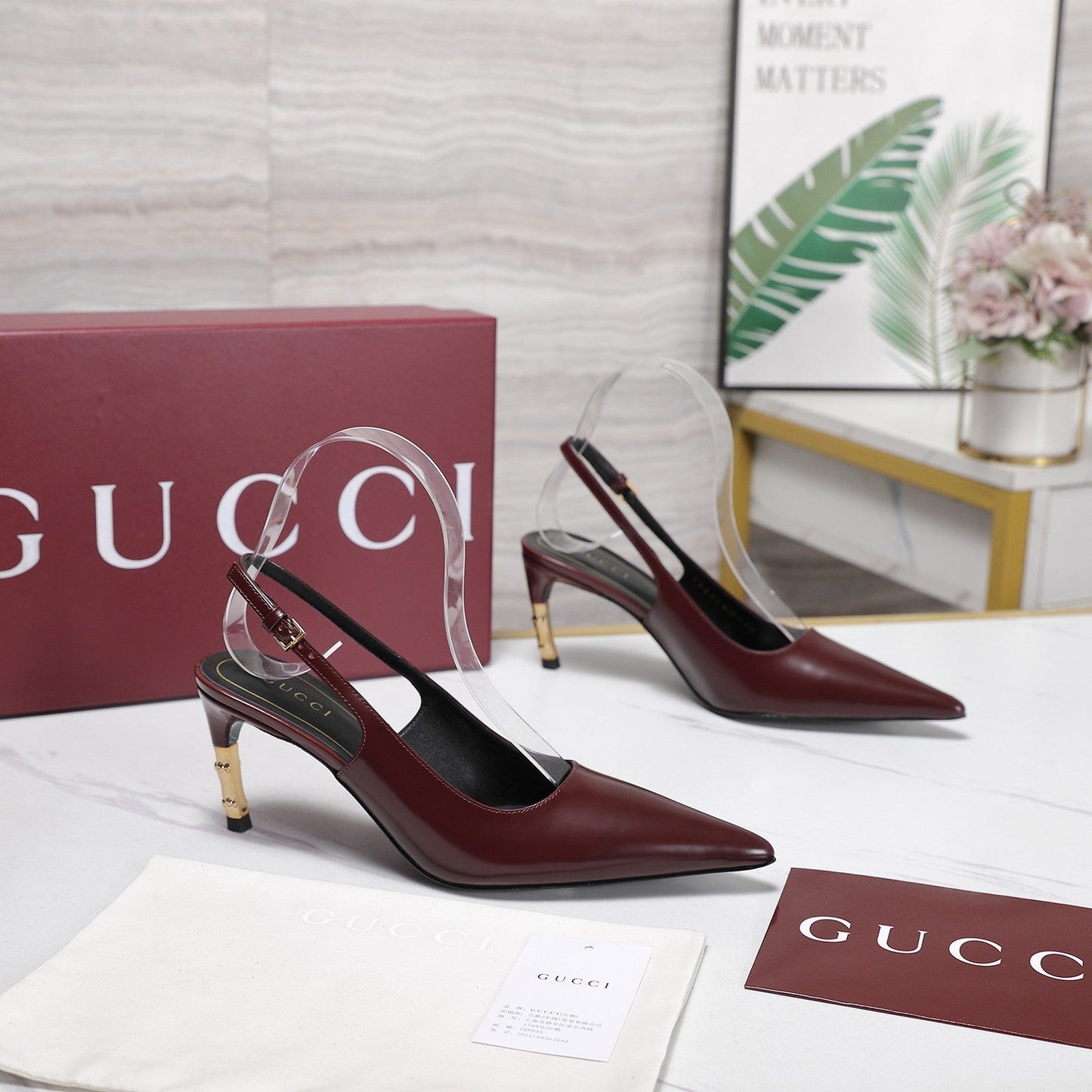 GG Castello Slingback 7.5cm Burgundy Sheepskin 864303
