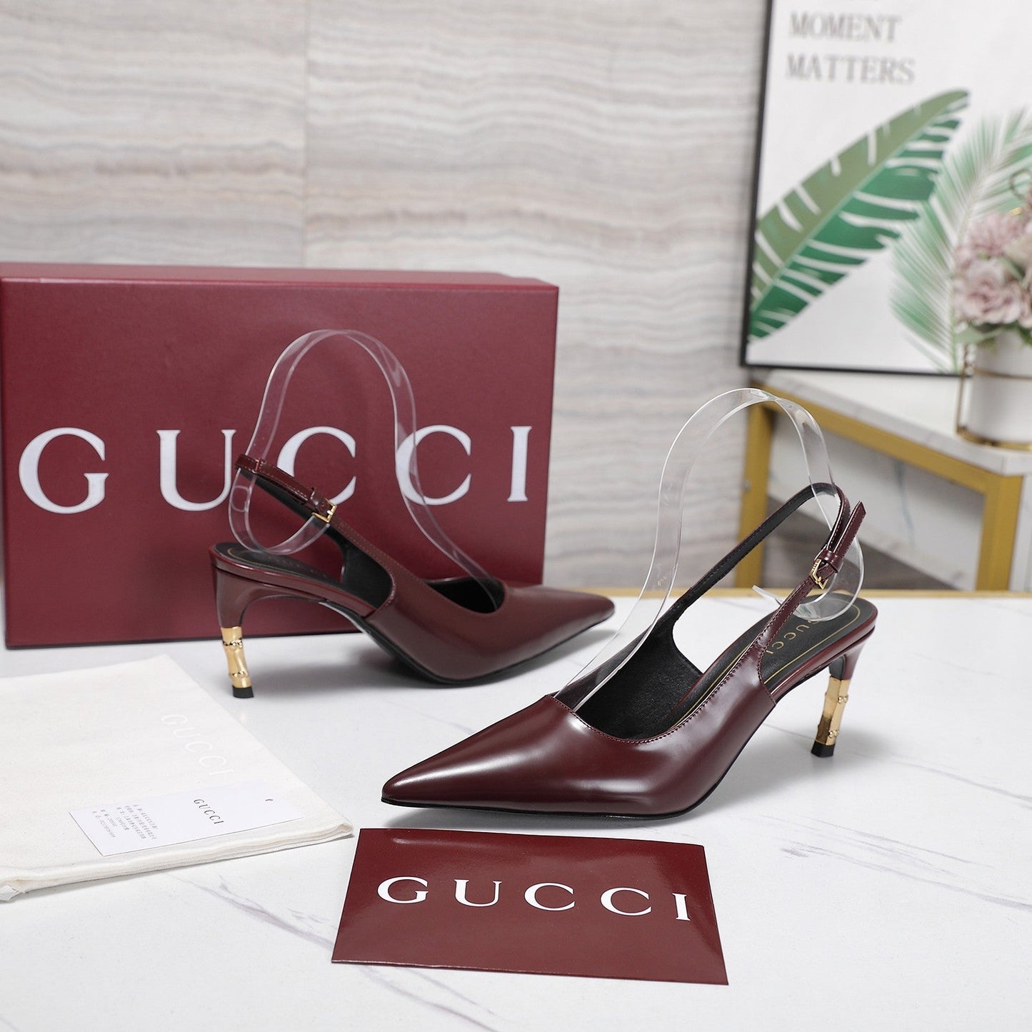 GG Castello Slingback 7.5cm Burgundy Sheepskin 864303