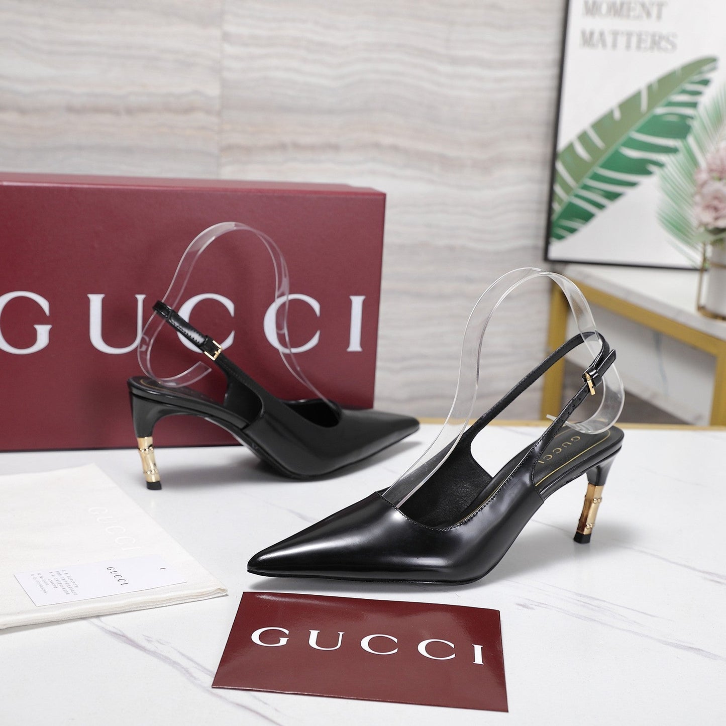 GG Castello Slingback 7.5cm Black Sheepskin 864304