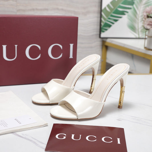 GG 26s Slide 5.5 With Bamboo Motif White Lambskin 961212
