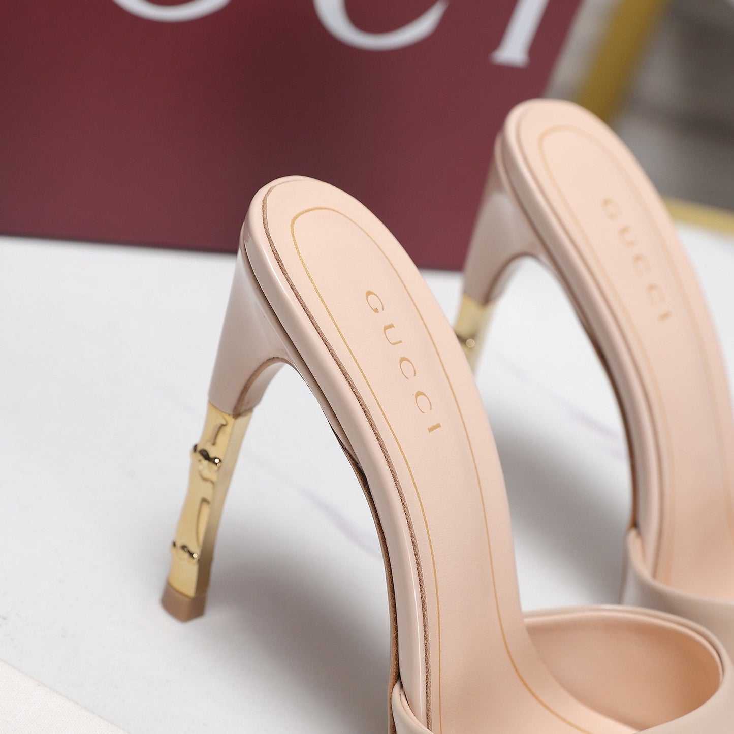 GG 26s Slide 5.5 With Bamboo Motif Light Pink Lambskin 961213