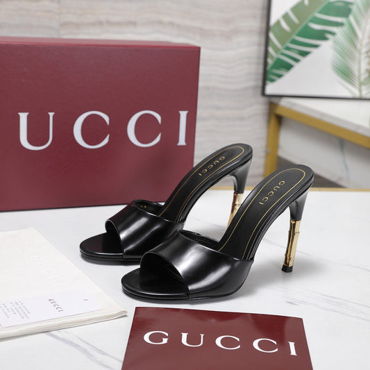 GG 26s Slide 10.5 With Bamboo Motif Black Lambskin 961214