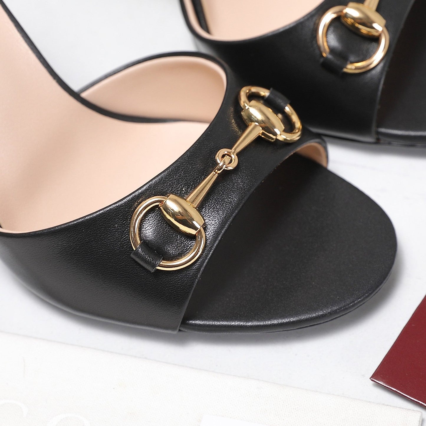 GG 26s Mules Crystal-Embellished Stiletto Heels Black Calfskin 961237