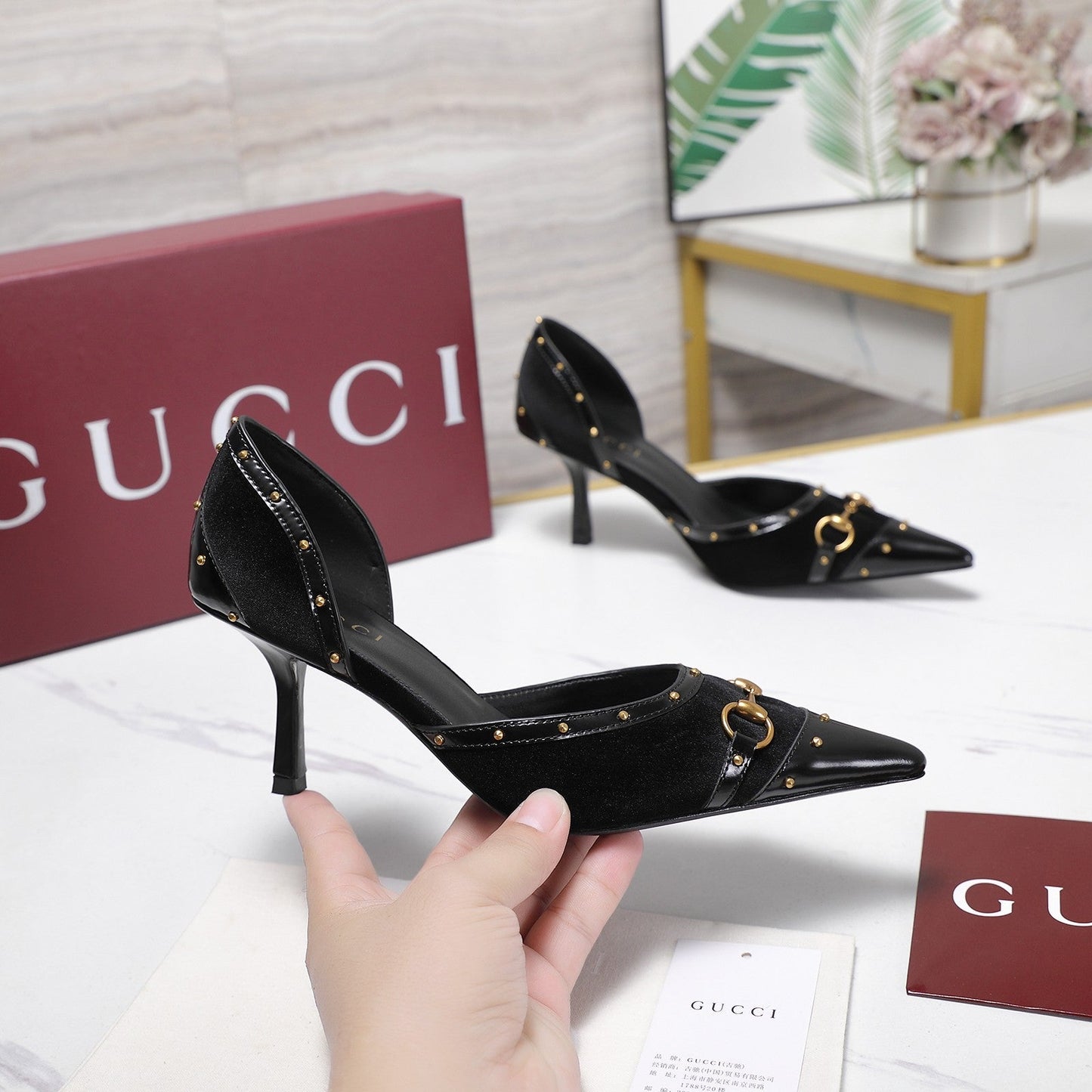 GG 26s Savoy Pumps Black Lambskin Velvet 961244