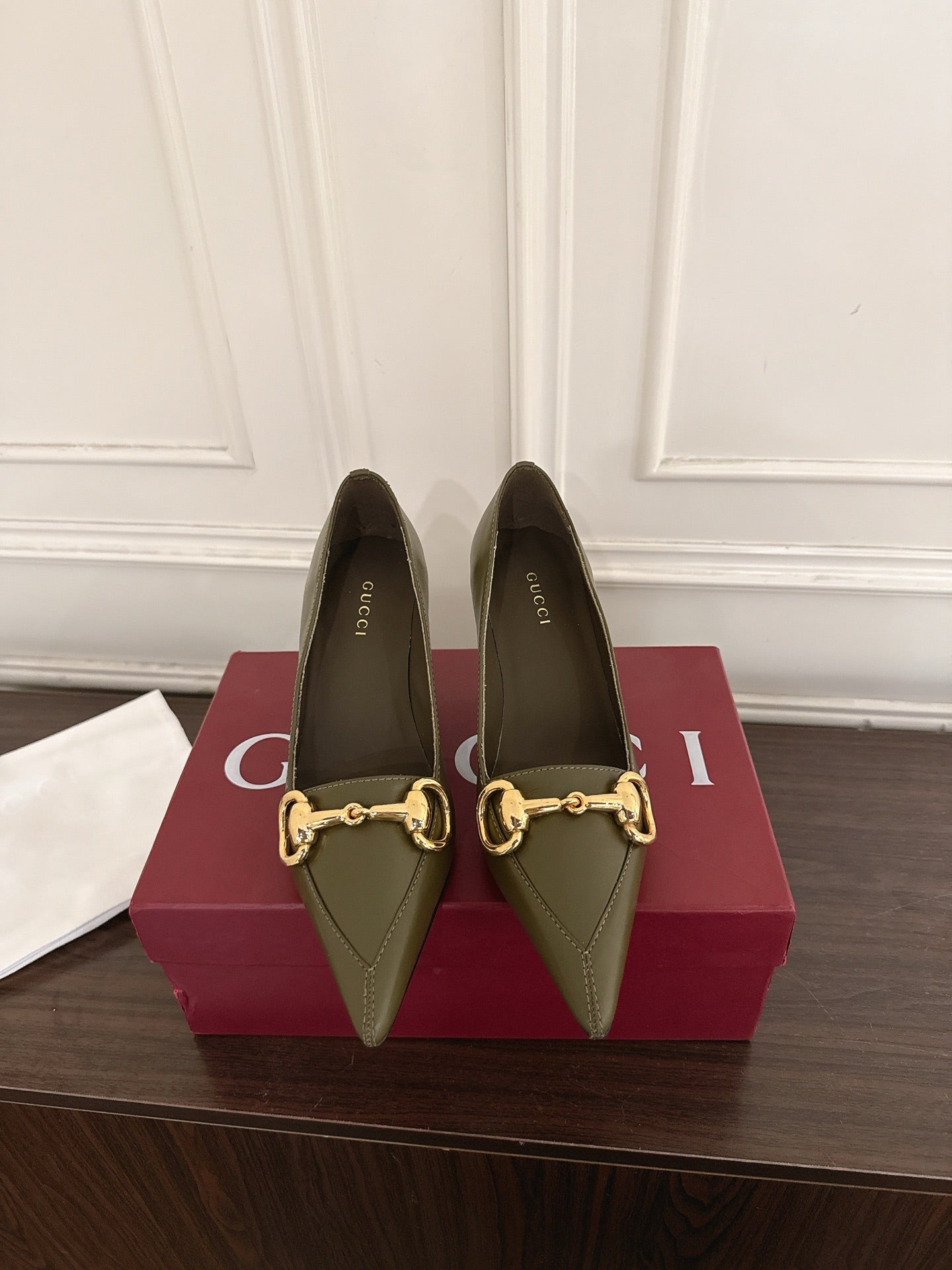 GG Boulevard Pumps 7.5cm Olive Leather 888850