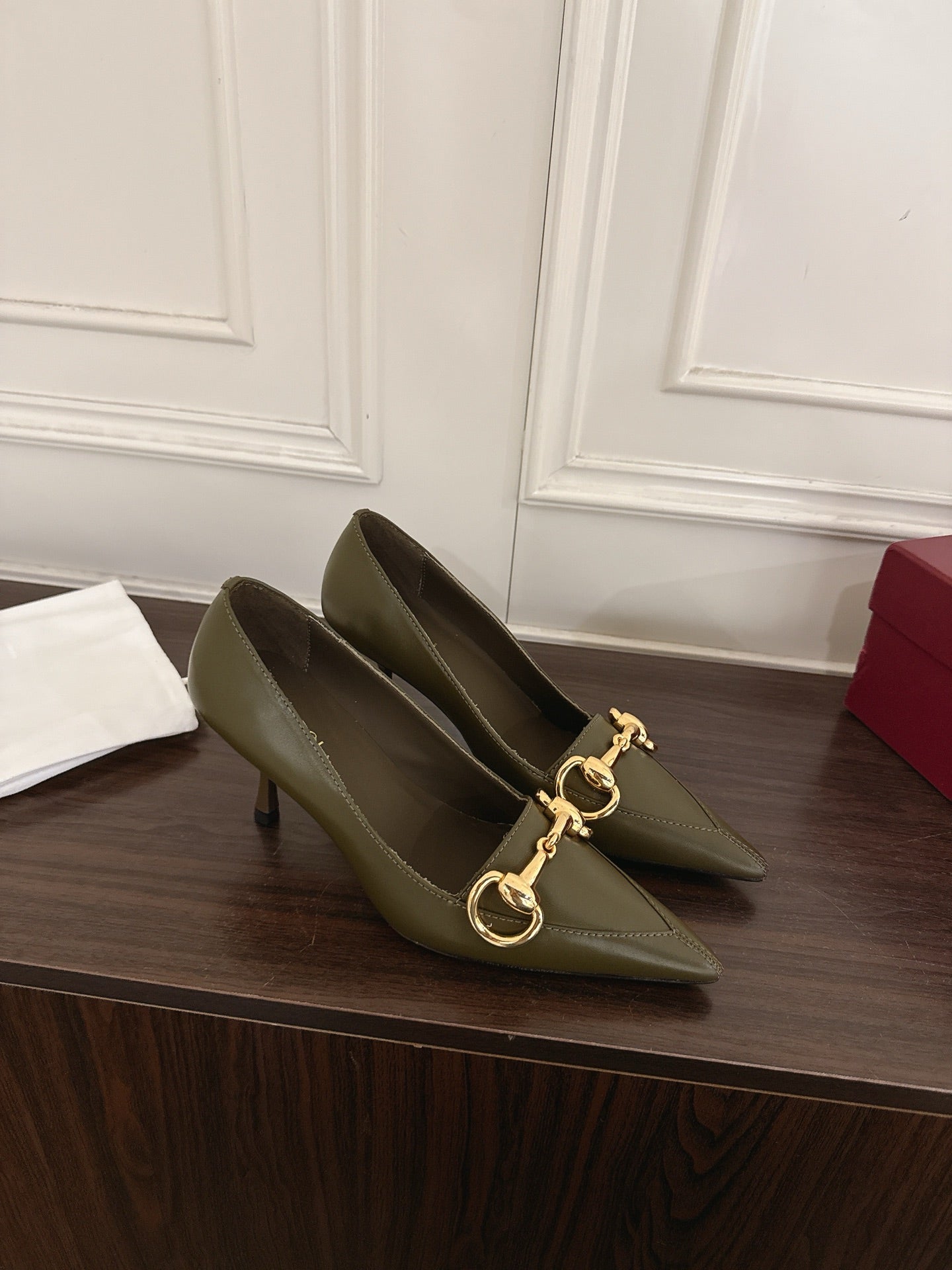 GG Boulevard Pumps 7.5cm Olive Leather 888850