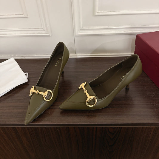 GG Boulevard Pumps 7.5cm Olive Leather 888850