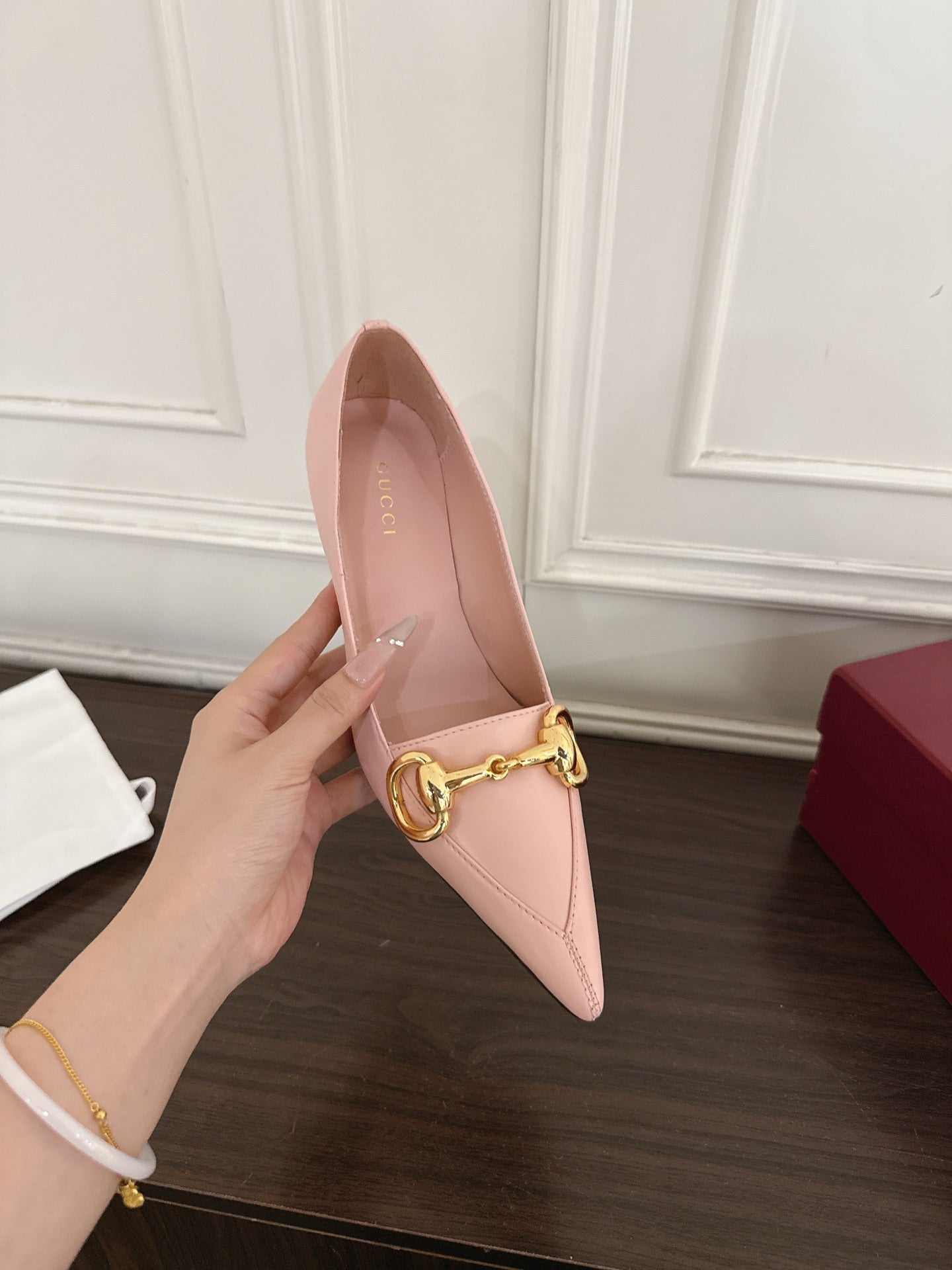 GG Boulevard Pumps 7.5cm Light Pink Leather 888851