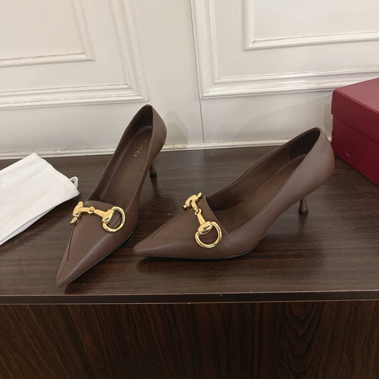 GG Boulevard Pumps 7.5cm Coffee Leather 888852