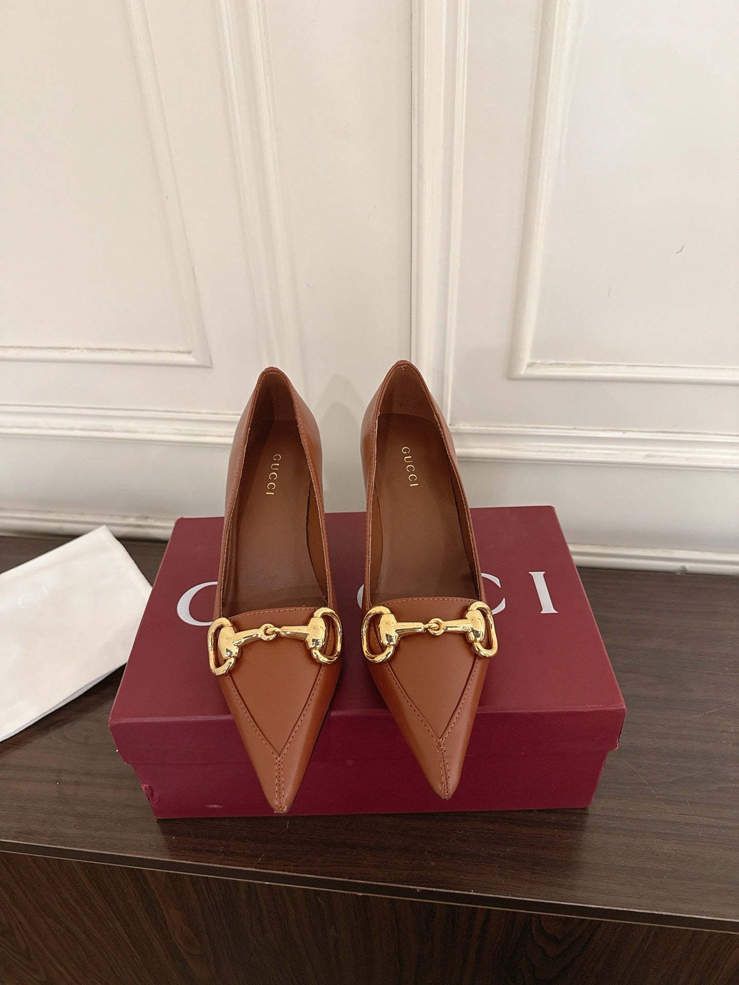 GG Boulevard Pumps 7.5cm Brown Leather 888853