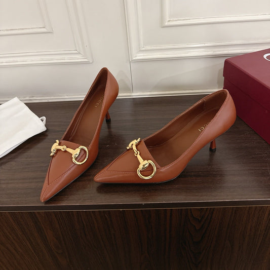 GG Boulevard Pumps 7.5cm Brown Leather 888853