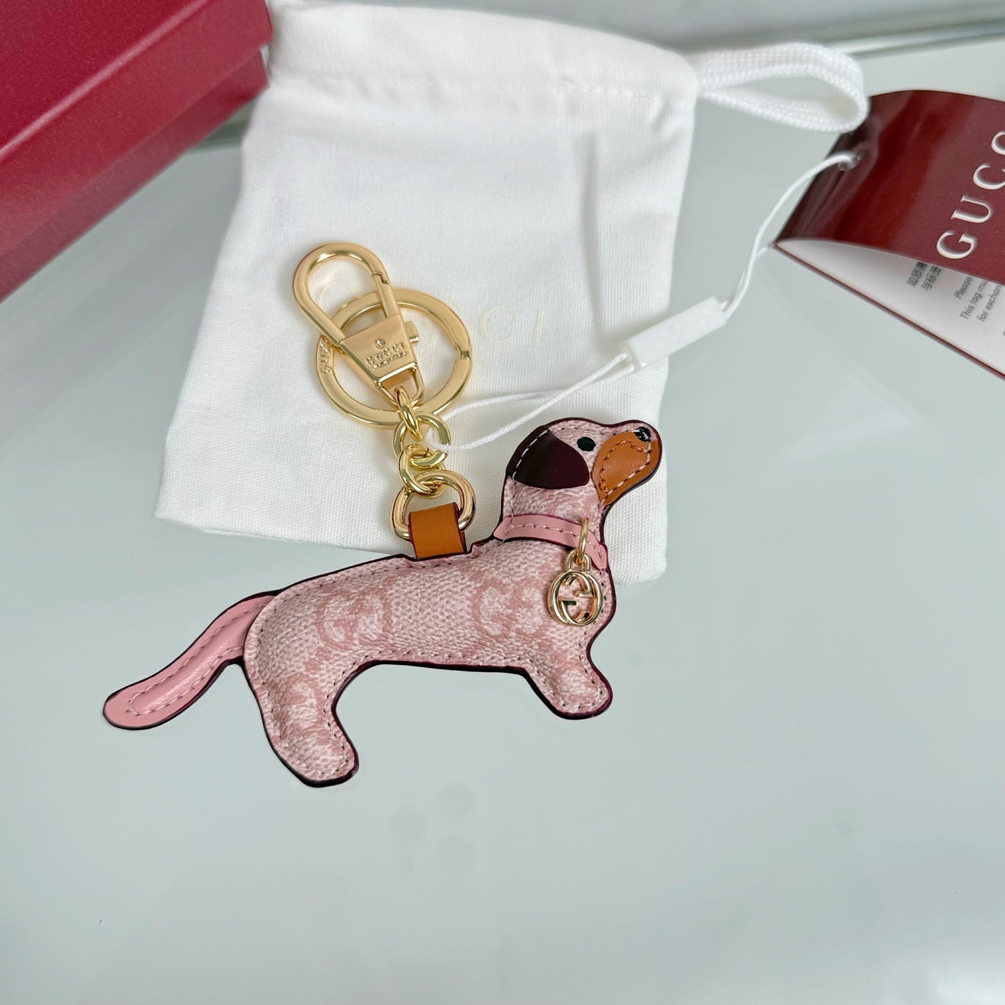 Gucci Dog-shaped Light Pink Bag Charm