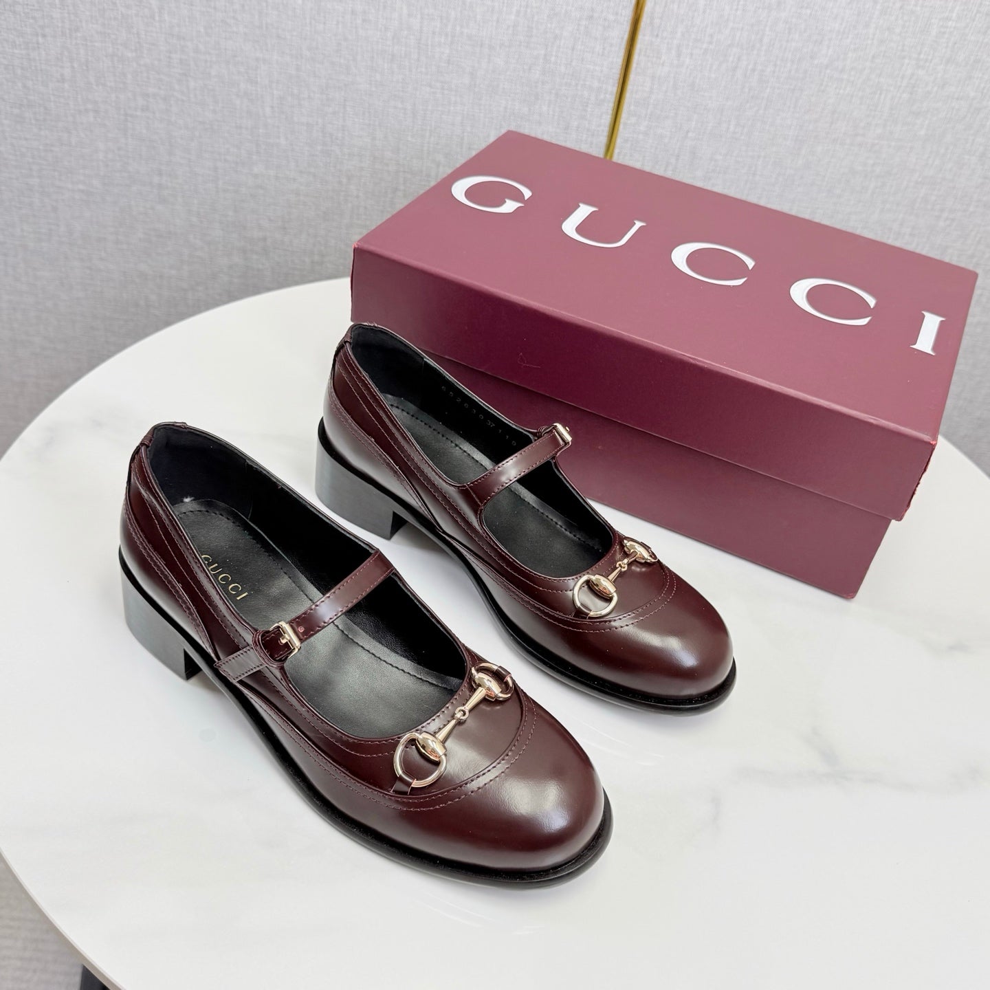 GG 26s Horsebit Loafers Burgundy Glossy Leather 639923