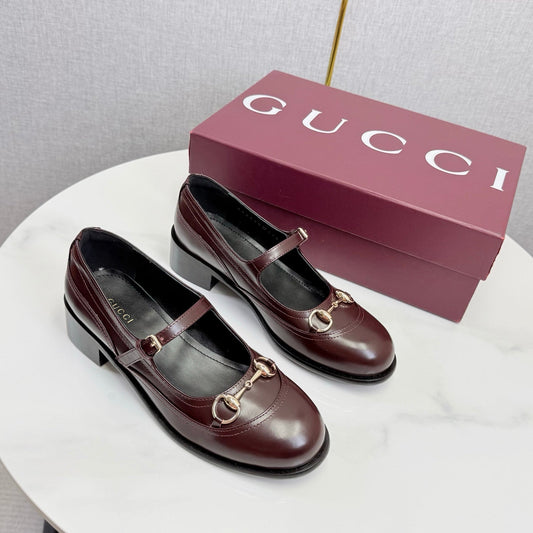 GG 26s Horsebit Loafers Burgundy Glossy Leather 639923