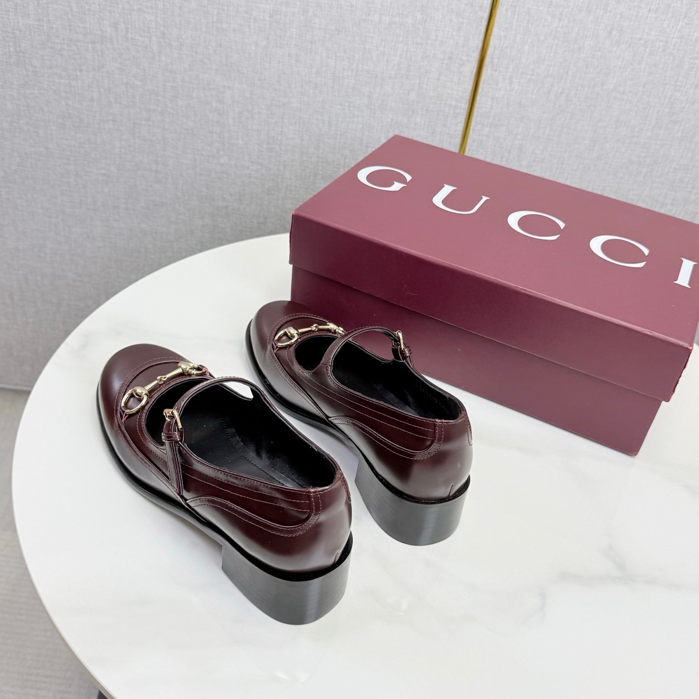 GG 26s Horsebit Loafers Burgundy Glossy Leather 639923