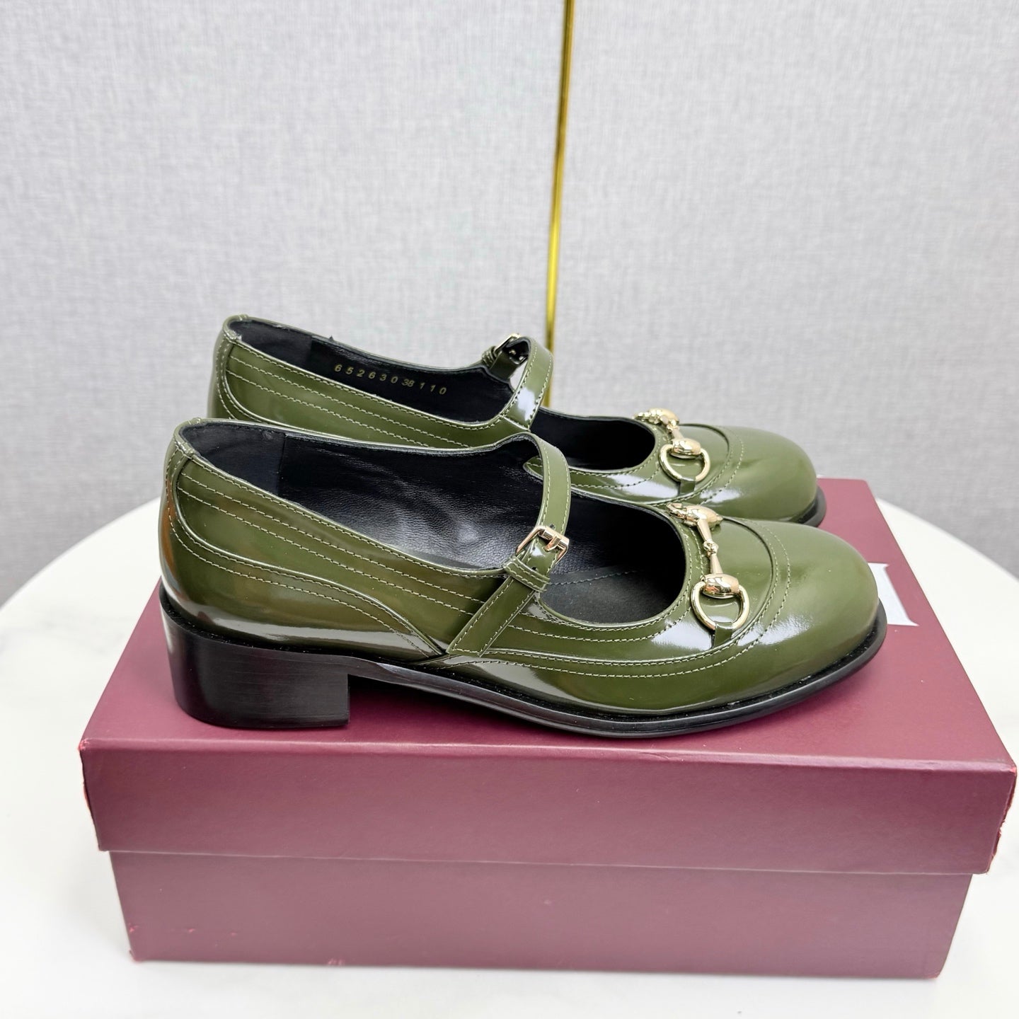 GG 26s Horsebit Loafers Olive Glossy Leather 639925