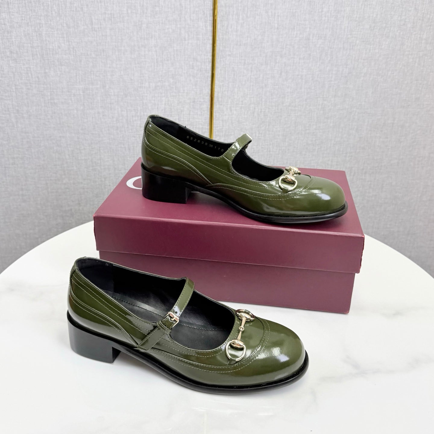 GG 26s Horsebit Loafers Olive Glossy Leather 639925