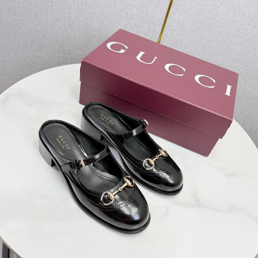 GG 26s Horsebit Slip-on Loafers Black Glossy Leather 639926