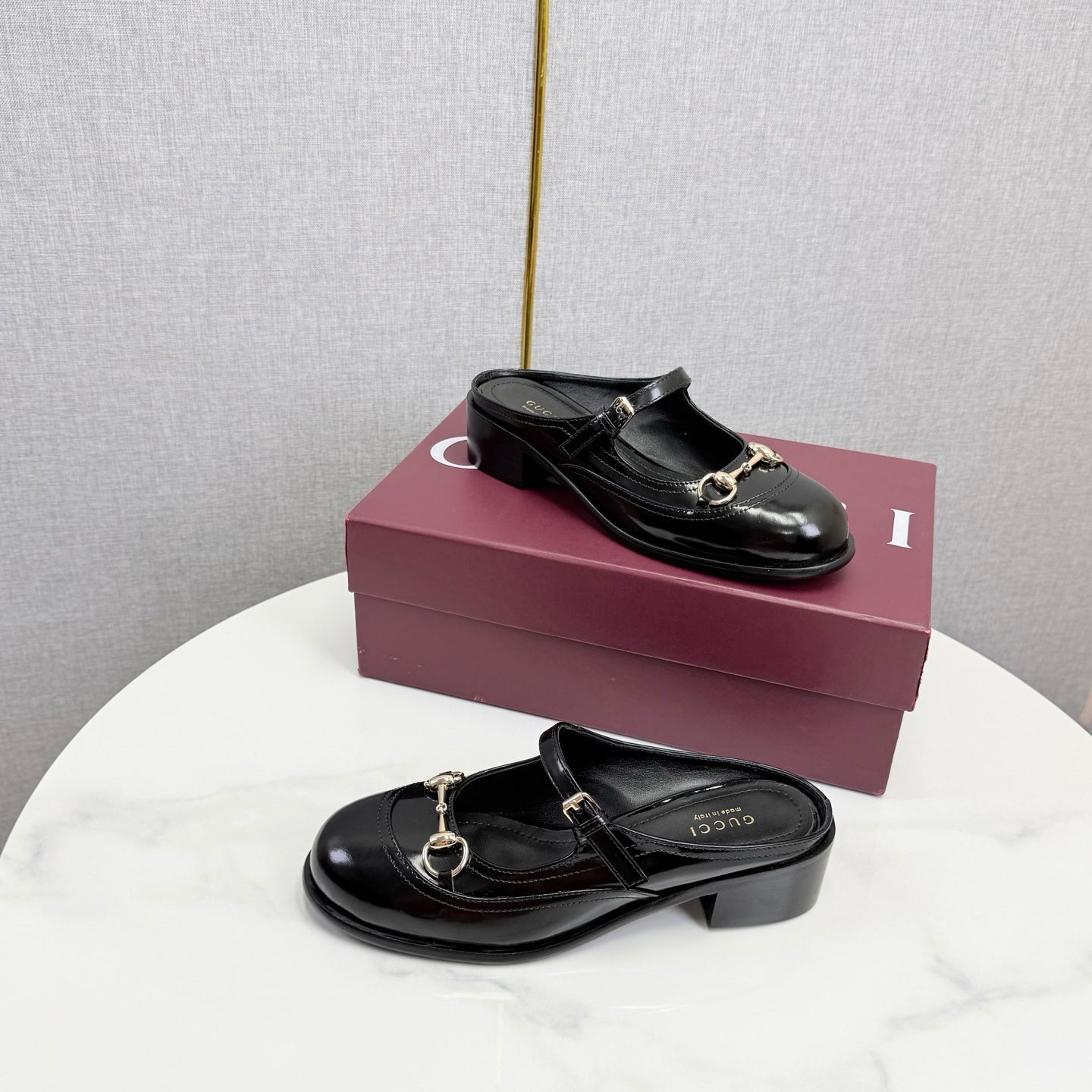 GG 26s Horsebit Slip-on Loafers Black Glossy Leather 639926
