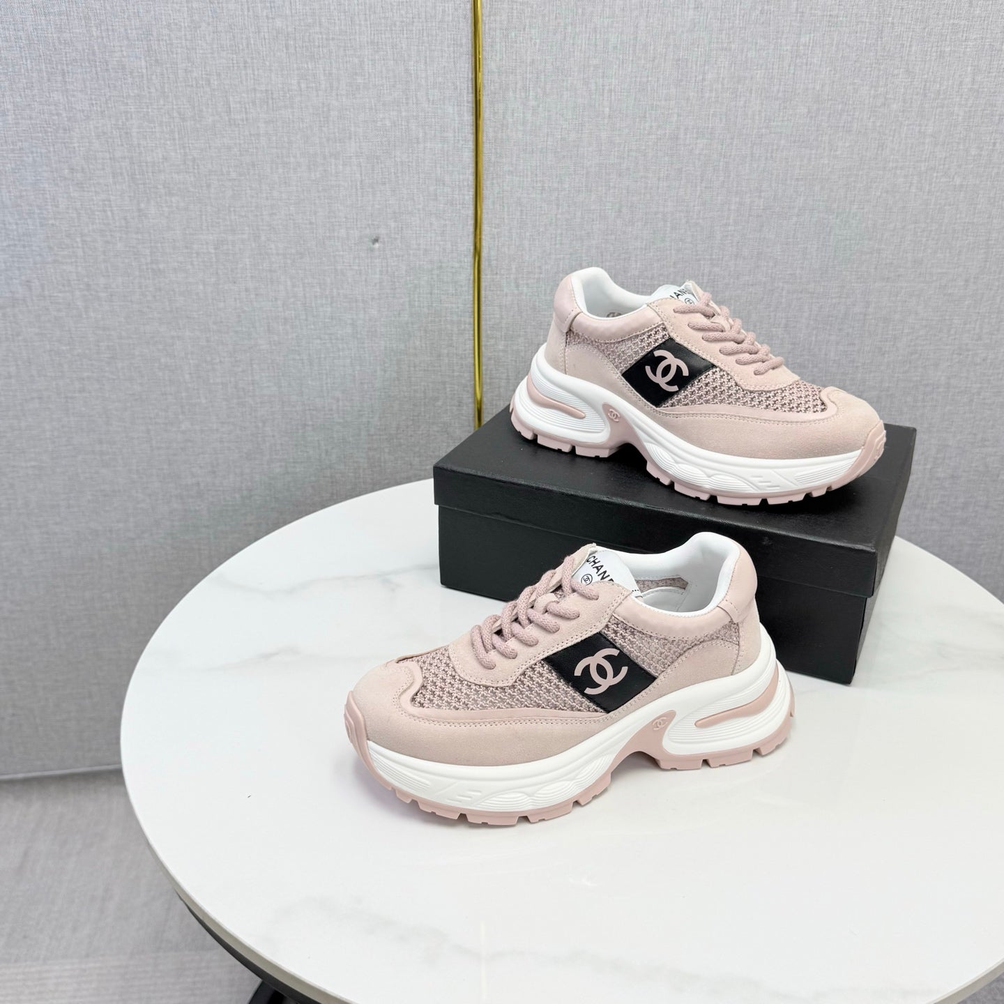 CC 26s Runners Sneakers Light Pink Mesh Suede 865806