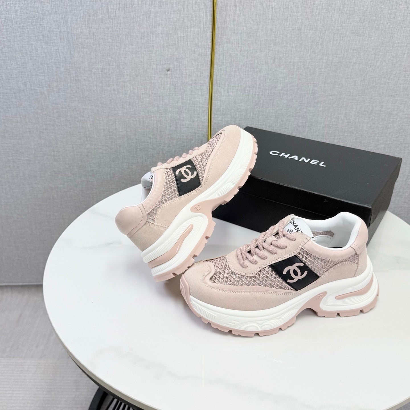 CC 26s Runners Sneakers Light Pink Mesh Suede 865806