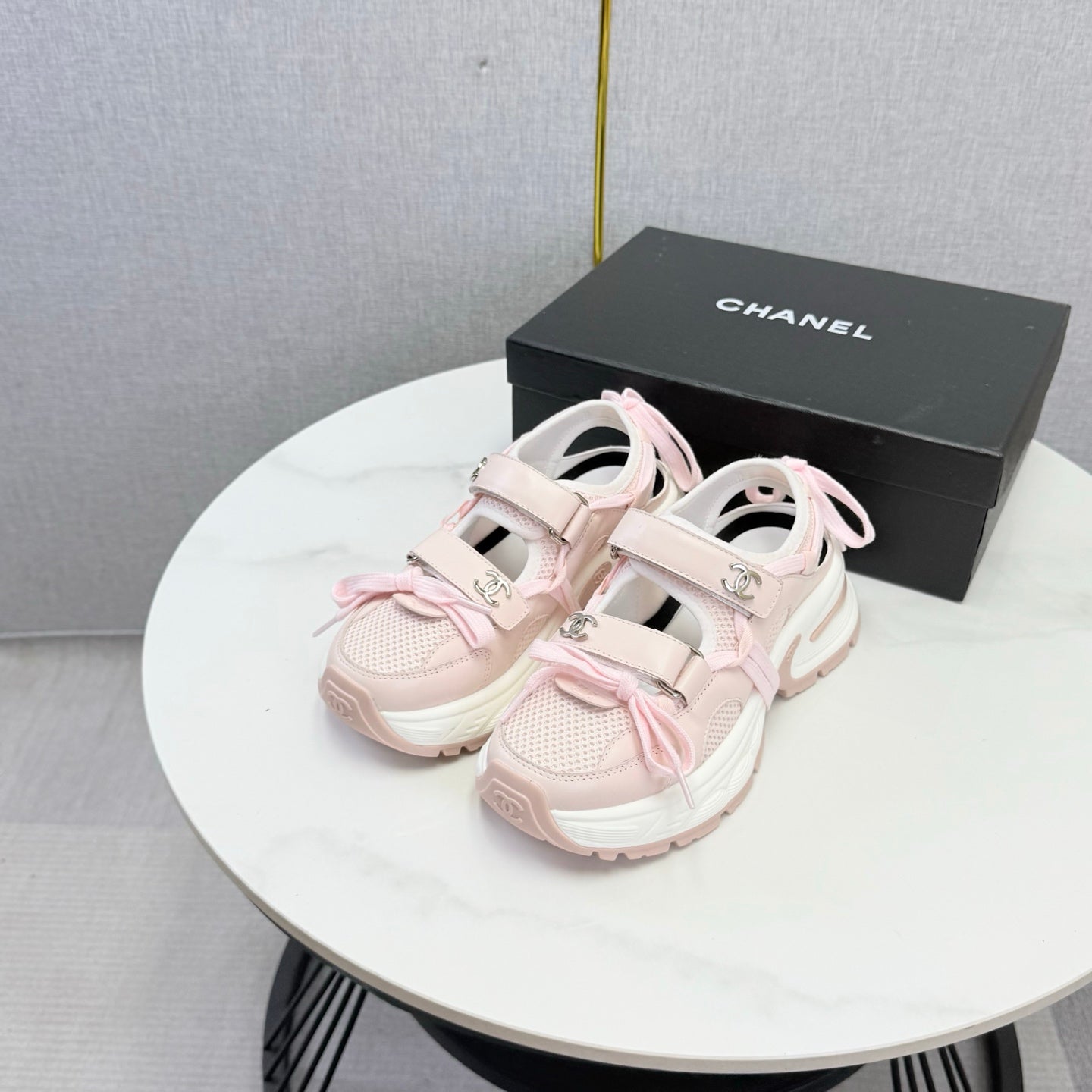CC 26s Casual Sneakers Pink Leather Mesh 865831