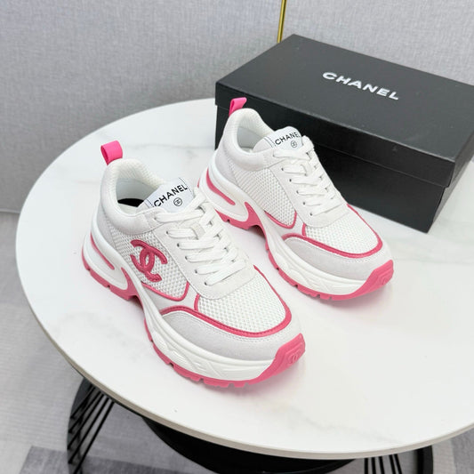 CC 26s Casual Sneakers White Hot Pink Mesh Suede 865838