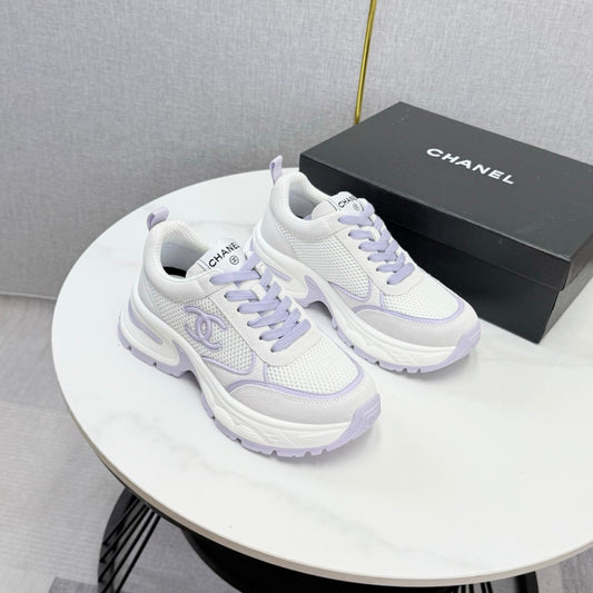 CC 26s Casual Sneakers White Light Pink Mesh Suede 865839