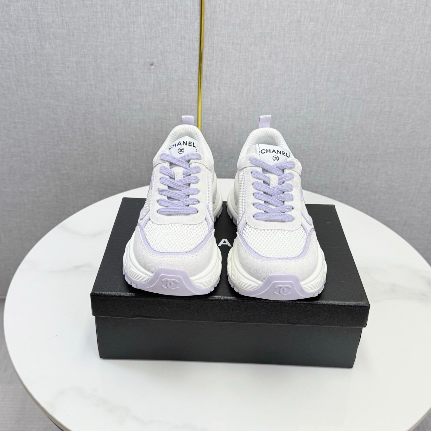 CC 26s Casual Sneakers White Light Pink Mesh Suede 865839