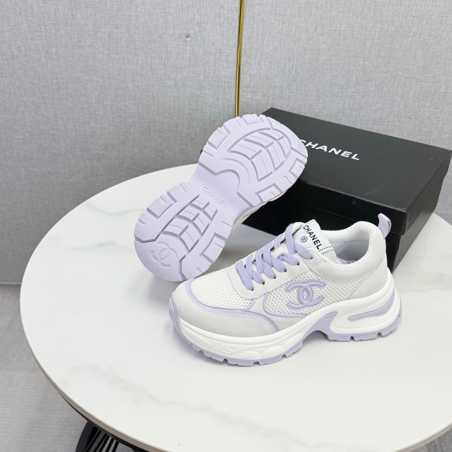 CC 26s Casual Sneakers White Light Pink Mesh Suede 865839