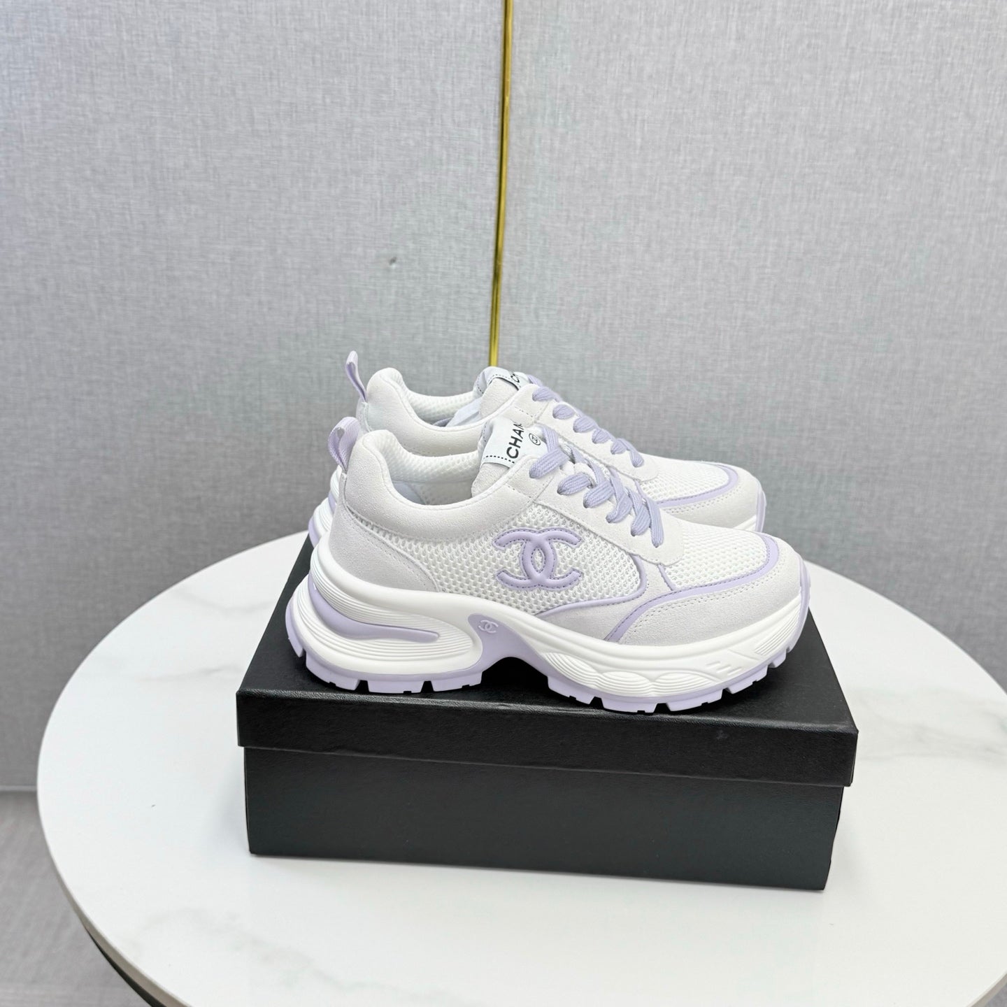 CC 26s Casual Sneakers White Light Pink Mesh Suede 865839