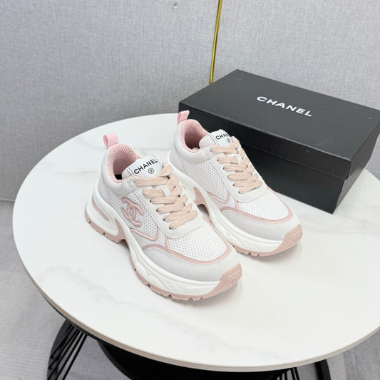CC 26s Casual Sneakers White Pink Mesh Suede 865840