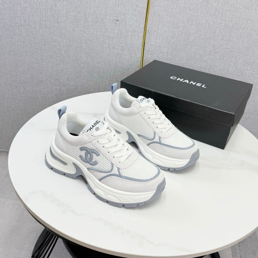 CC 26s Casual Sneakers White Grey Mesh Suede 865841